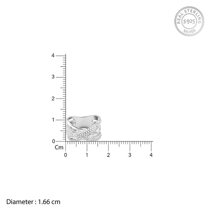 Giva 925 Sterling Silver Zircon Weave Ring,Fixed Size,Indian - 12 | Gifts For Women And Gi : R01463