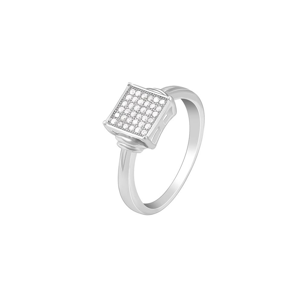 Giva 925 Sterling Silver Zircon Square Ring For Him,Fixed Size,Indian - 20, Us - 10 : R01477