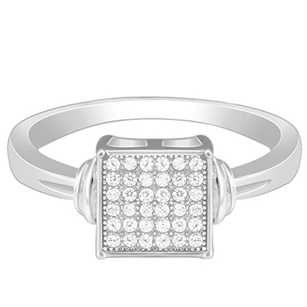 Giva 925 Sterling Silver Zircon Square Ring For Him,Fixed Size,Indian - 20, Us - 10 : R01477