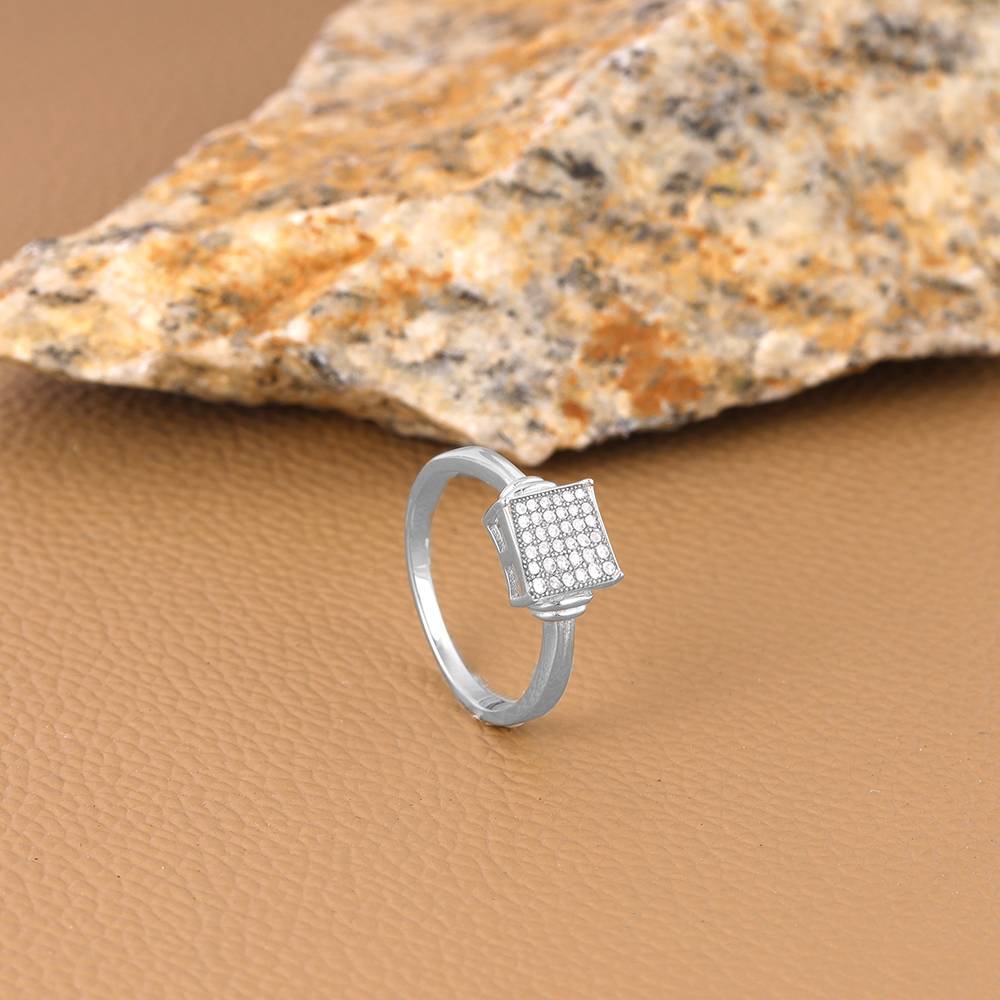 Giva 925 Sterling Silver Zircon Square Ring For Him,Fixed Size,Indian - 20, Us - 10 : R01477