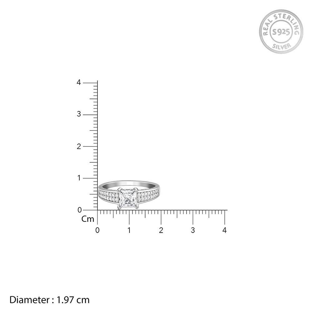 Giva 925 Silver Squared Zirconia Ring For Him Fixed Size Indian - 12 Us - 6 : R01479
