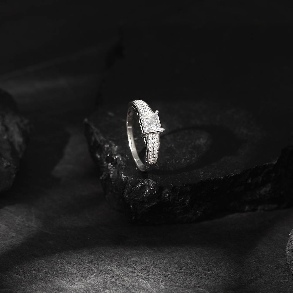 Giva 925 Silver Squared Zirconia Ring For Him Fixed Size Indian - 12 Us - 6 : R01479
