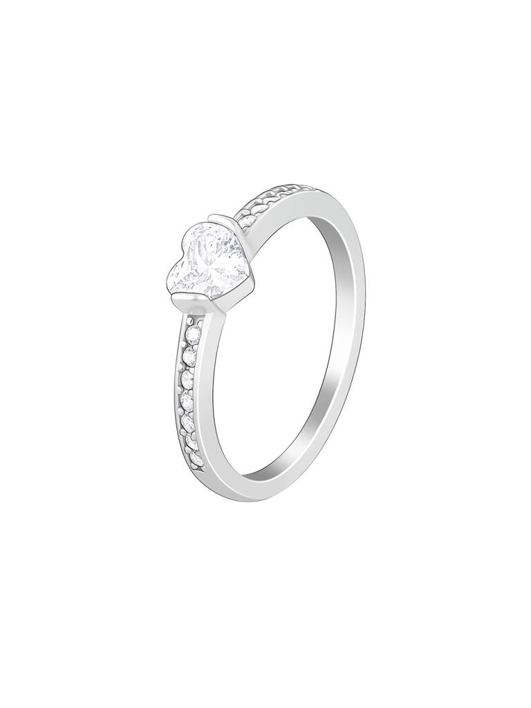 Giva 925 Silver Zircon Heart Set In Shine Ring Fixed Size Indian - 12 Us - 6 : R01481