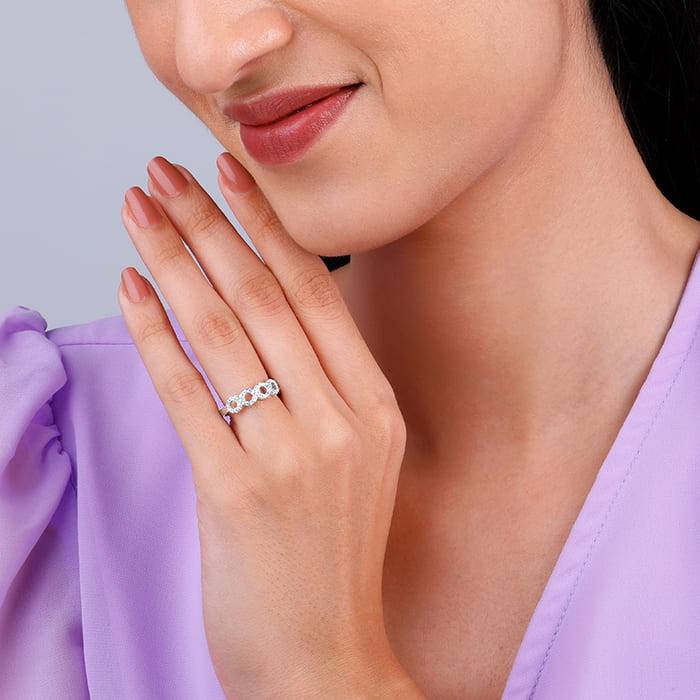 Giva 925 Sterling Silver All Round Ring,Fixed Size,Indian - 11 | Gifts For Women And Girls : R01483