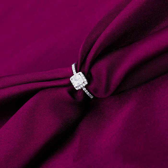 Giva 925 Sterling Silver Zircon Squared Beauty Ring, Adjustable | Gifts For Women And Girl : R01490