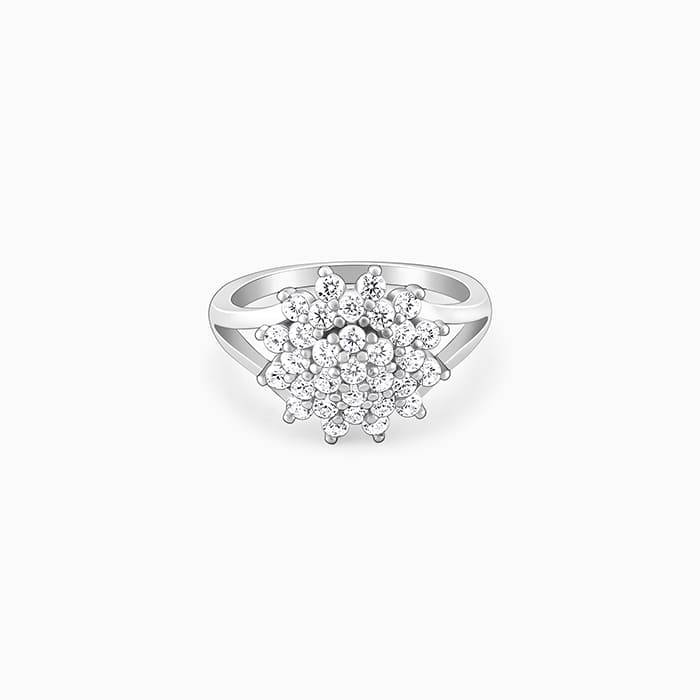 Giva 925 Sterling Silver Shiny Cluster Ring,Fixed Size,Indian - 12 | Gifts For Women And G : R01491