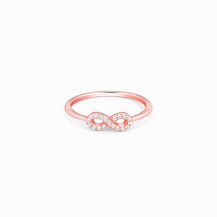 Giva 925 Sterling Silver Rose Gold Zircon Loop Of Hope Ring, Fixed Size, Indian - 12, Us - : R01497
