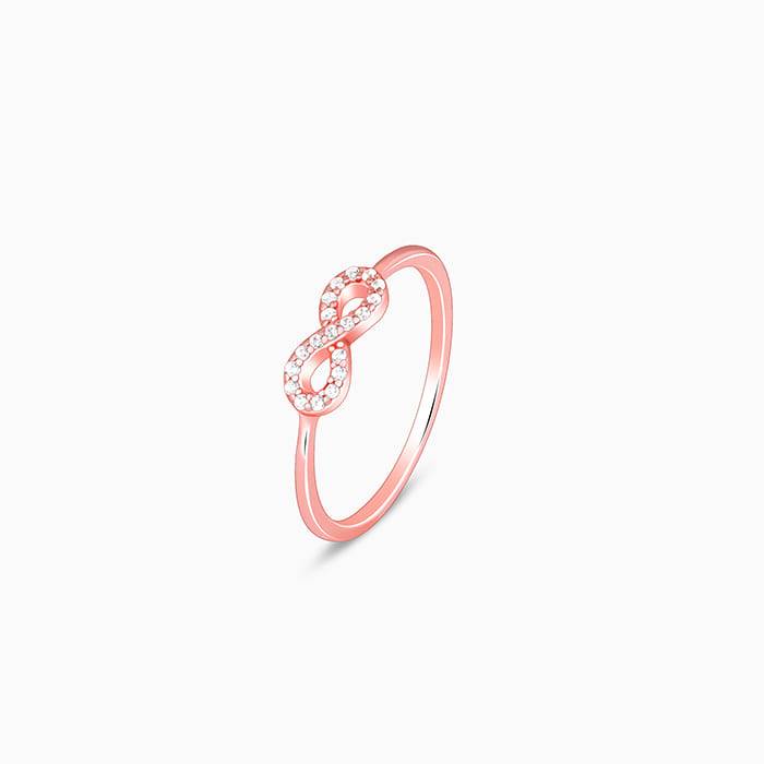 Giva 925 Sterling Silver Rose Gold Zircon Loop Of Hope Ring, Fixed Size, Indian - 12, Us - : R01497