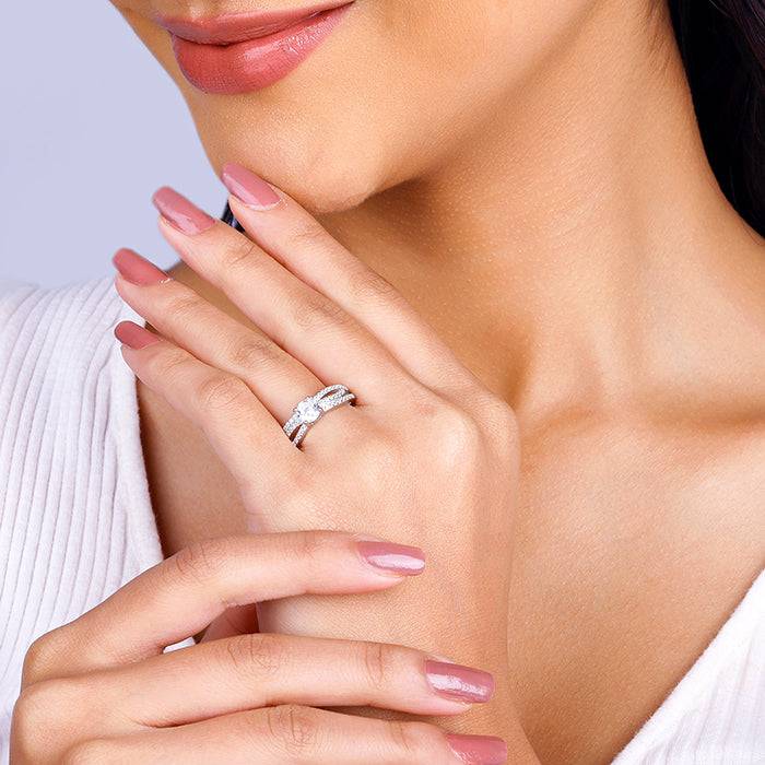 Giva 925 Sterling Silver Zircon Bal Masque Ring, Fixed Size, Indian - 12, Us - 6| Gifts Fo : R01498