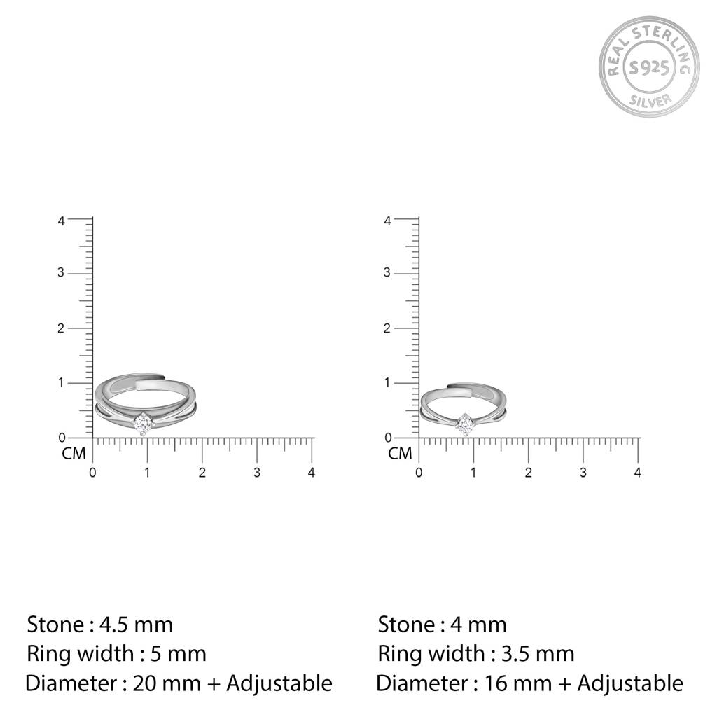 Silver Zircon Love Couple Bands : R0150