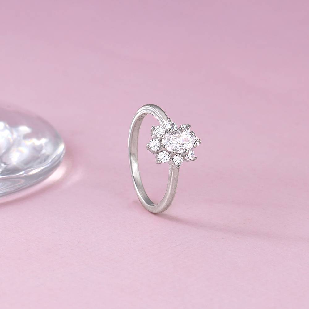 Giva 925 Sterling Silver Floral Ellipse Ring ,Fixed Size,Indian - 11 : R01518