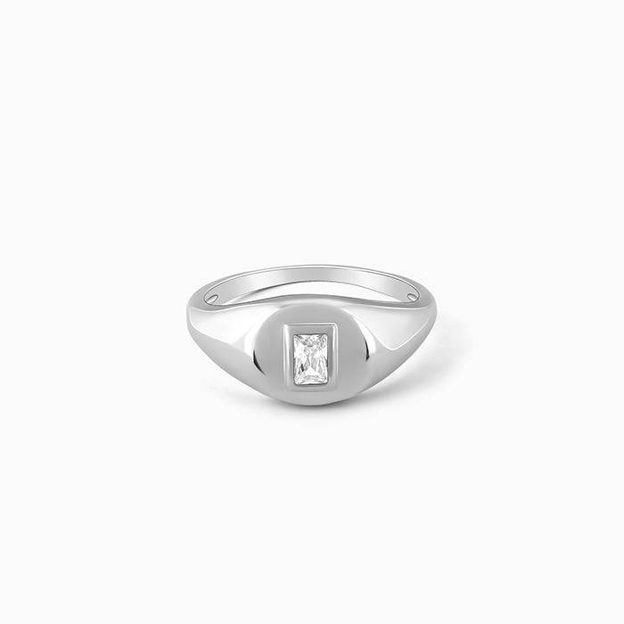 Giva 925 Sterling Silver Bezel Signet Ring,Fixed Size,Indian - 12 | Gifts For Women And Gi : R01522