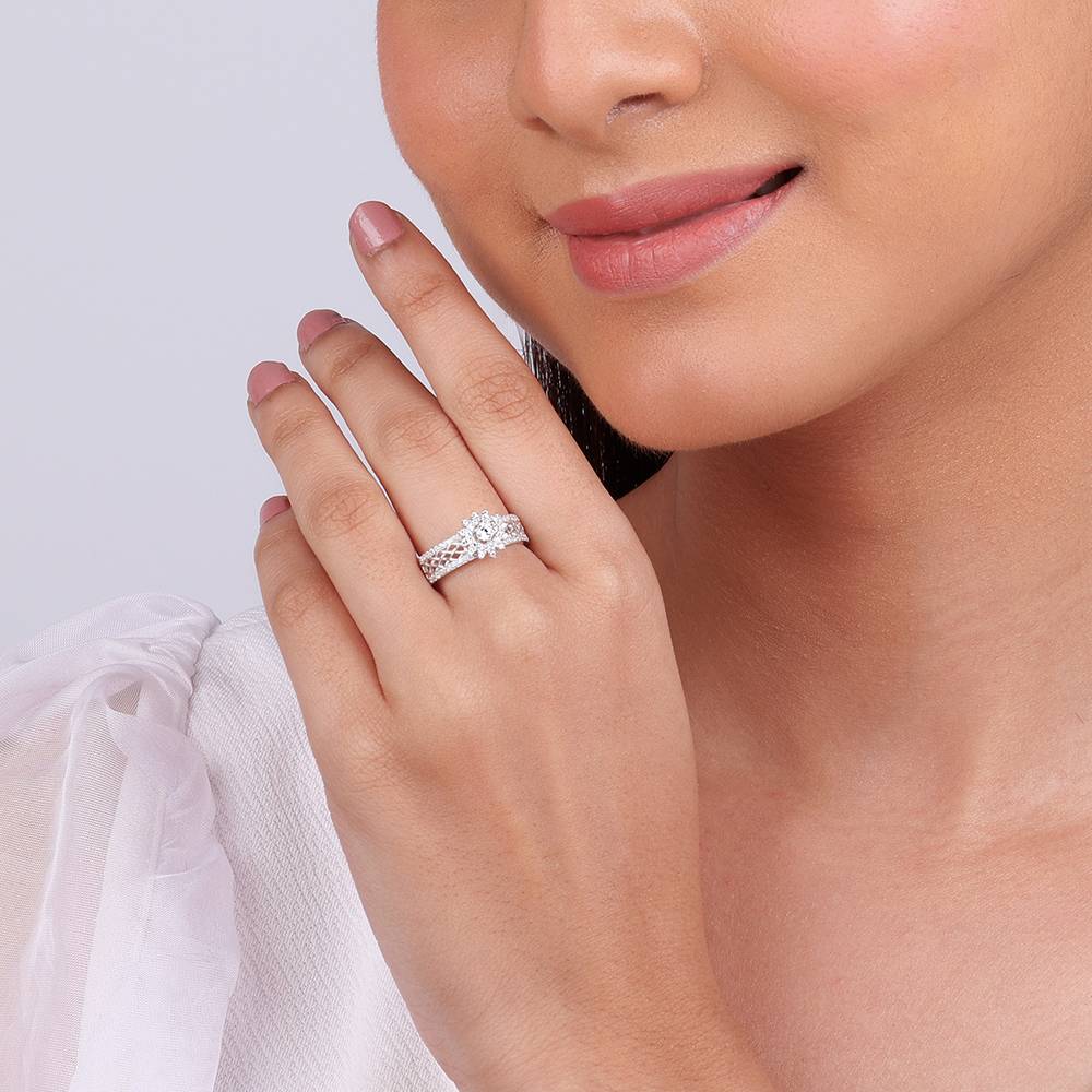 Giva 925 Sterling Silver Filigree Florid Ring,Fixed Size, Indian - 12|Gift For Valentine | Gift For Girlfriend : R01525