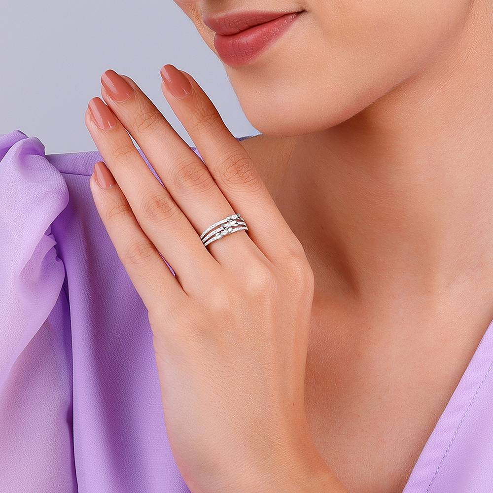 Giva 925 Sterling Silver Layered Bow Ring,Fixed Size,Indian - 11 : R01527