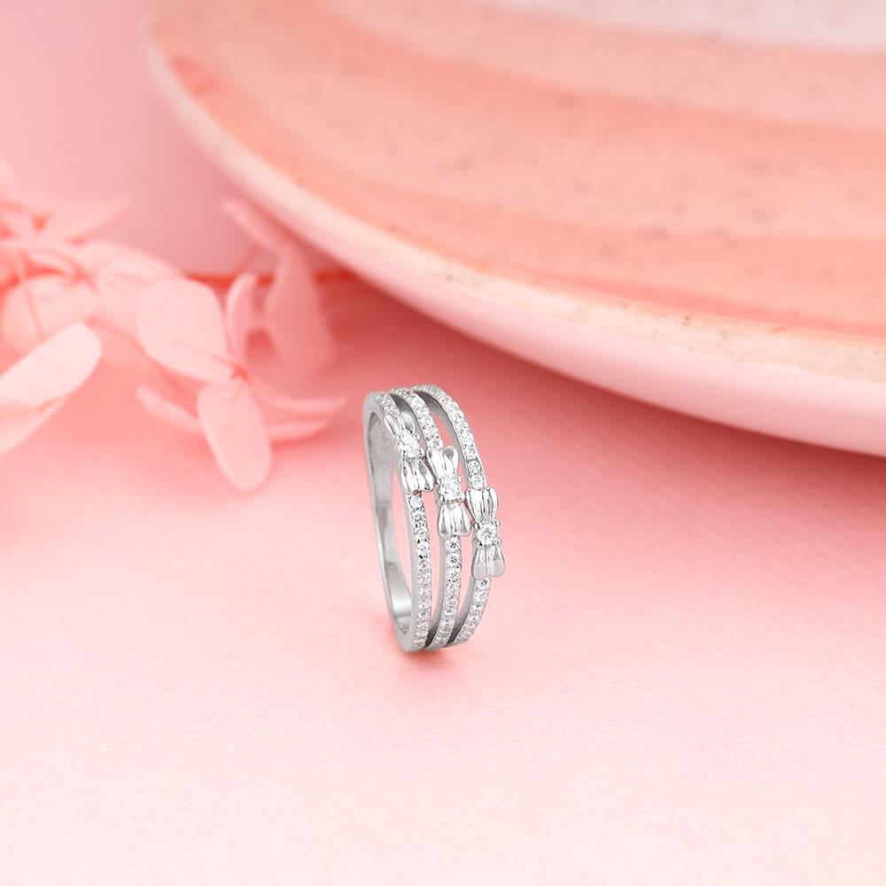 Giva 925 Sterling Silver Layered Bow Ring,Fixed Size,Indian - 11 : R01527