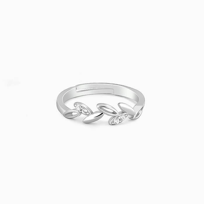 Giva 925 Sterling Silver Leaf Desire Ring,Adjustable|Gift For Valentine | Gift For Girlfri : R01538