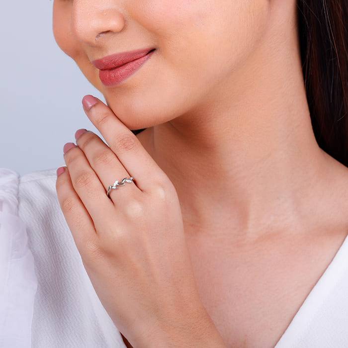 Giva 925 Sterling Silver Leaf Desire Ring,Adjustable|Gift For Valentine | Gift For Girlfri : R01538