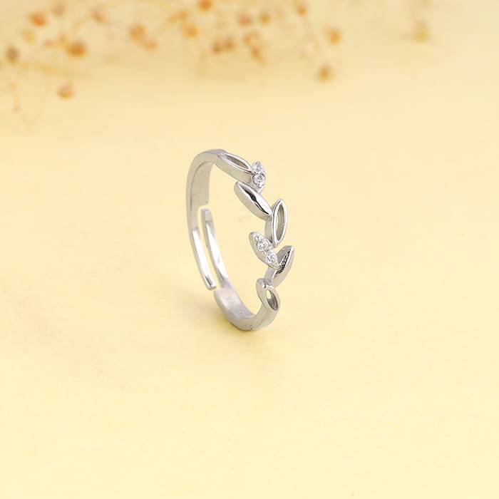 Giva 925 Sterling Silver Leaf Desire Ring,Adjustable|Gift For Valentine | Gift For Girlfri : R01538