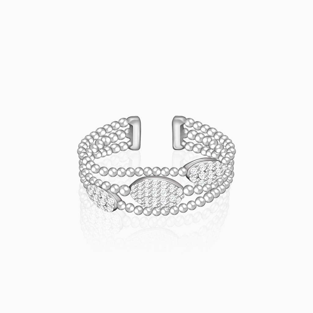 Silver Layered Bead Ring : R0153