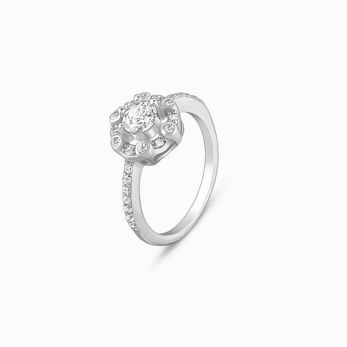 Giva 925 Sterling Silver Zirconia Hexagon Ring,Fixed Size, Indian - 12 | Gifts For Women A : R01549