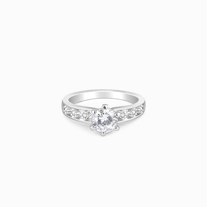 Giva 925 Sterling Silver Refined Solitaire Ring, Fixed Size, Indian - 12, Us - 6| Gifts Fo : R01552