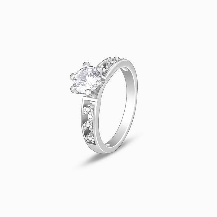 Giva 925 Sterling Silver Refined Solitaire Ring, Fixed Size, Indian - 12, Us - 6| Gifts Fo : R01552