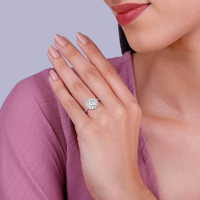 Giva 925 Sterling Silver Anemone Ring,Fixed Size,Indian - 11 | Gifts For Women And Girls | : R01562