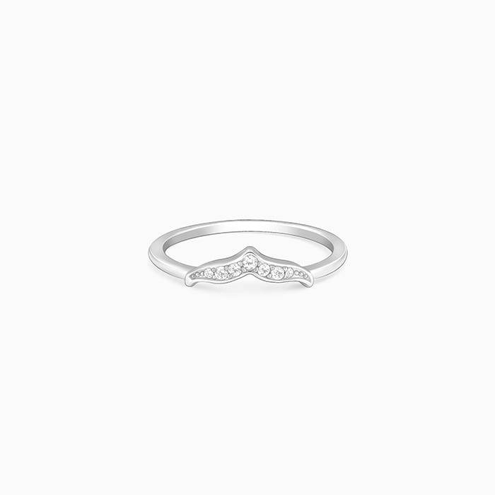 Giva 925 Sterling Silver Zircon Mermaid Tail Ring, Fixed Size,Indian - 12, Us - 6 | Gifts  : R01564