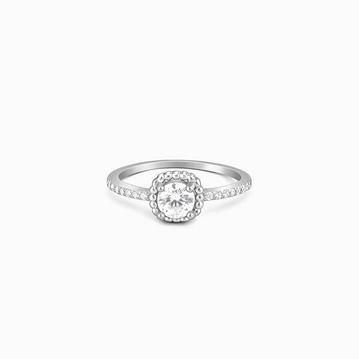 Giva 925 Sterling Silver Zircon Stardust Ring, Fixed Size, Indian - 12, Us - 6| Gifts For  : R01565