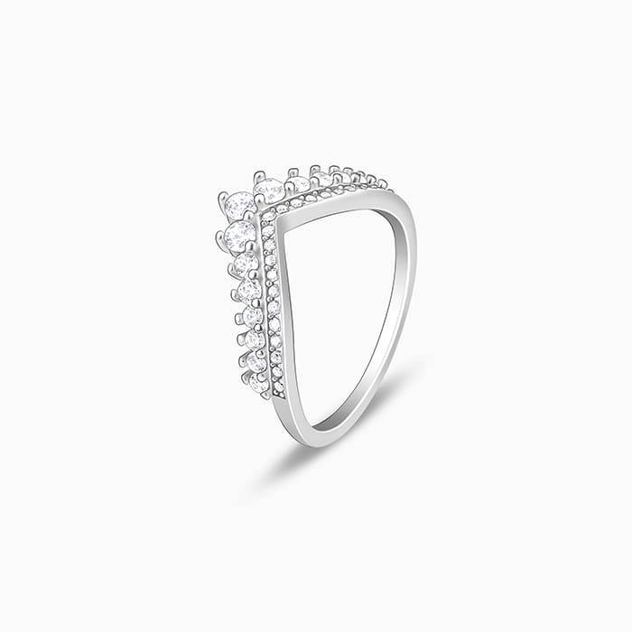 Giva 925 Sterling Silver Mesmerising V Ring,Fixed Size, Indian - 12, Us - 6| Gifts For Wom : R01569