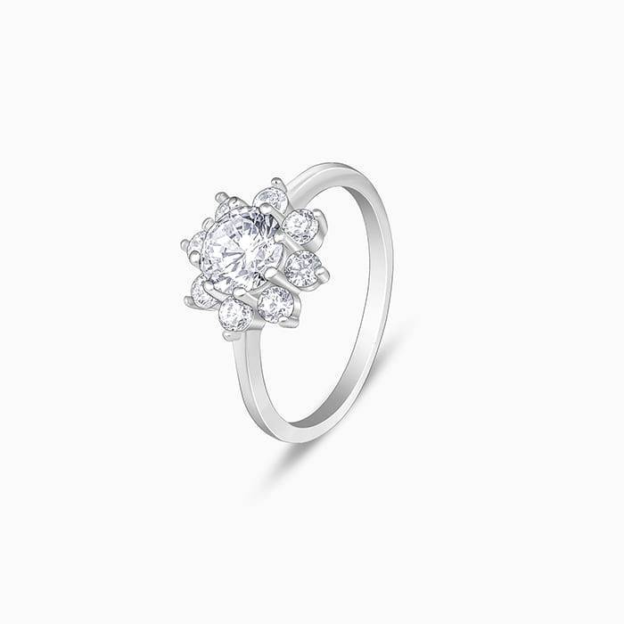 Giva 925 Sterling Silver Zircon Twilight Bloom Ring , Fixed Size, Indian - 12, Us - 6| Gif : R01573