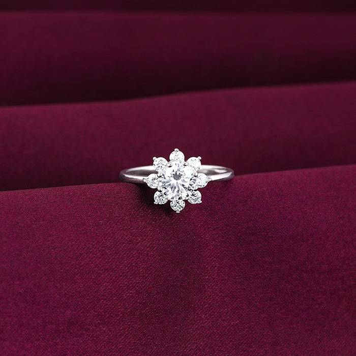 Giva 925 Sterling Silver Zircon Twilight Bloom Ring , Fixed Size, Indian - 12, Us - 6| Gif : R01573