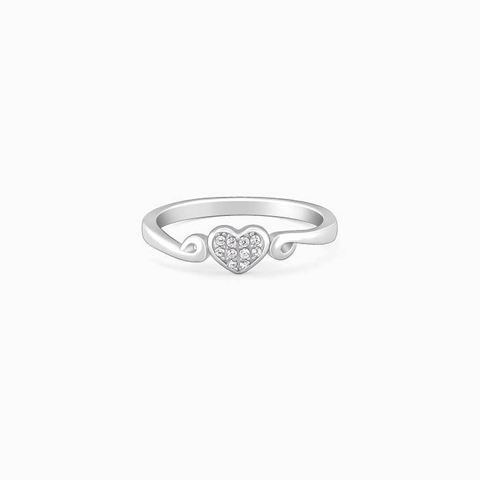 Giva 925 Sterling Silver Heart Club Ring,Fixed Size, Indian - 14 | Gifts For Women And Gir : R01574