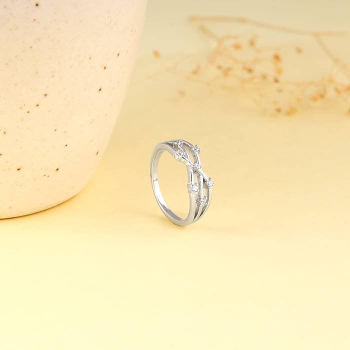 Giva 925 Sterling Silver Waved Ring,Fixed Size, Indian - 12 | Gifts For Women And Girls |  : R01577
