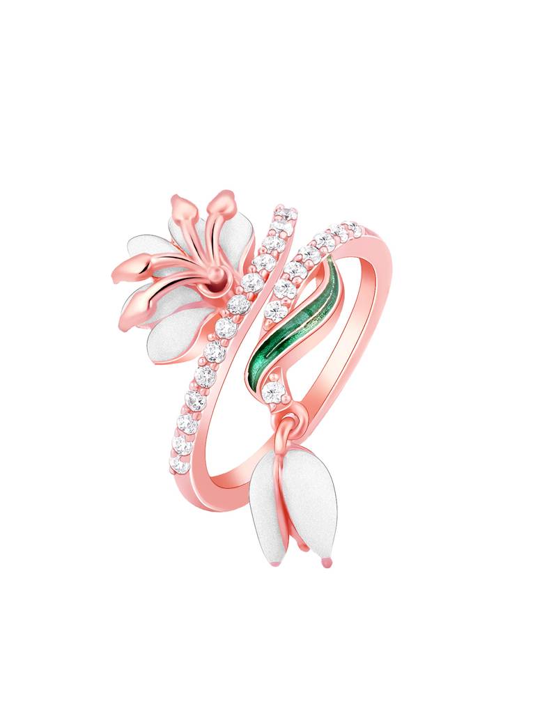 Giva 925 Sterling Silver Bhumi Rose Gold Snowy Safed Musli Ring