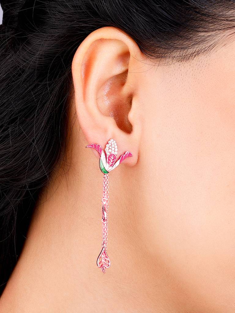 Giva 925 Sterling Silver Bhumi Rose Gold Shy Ebony Bud Earrings And Ring