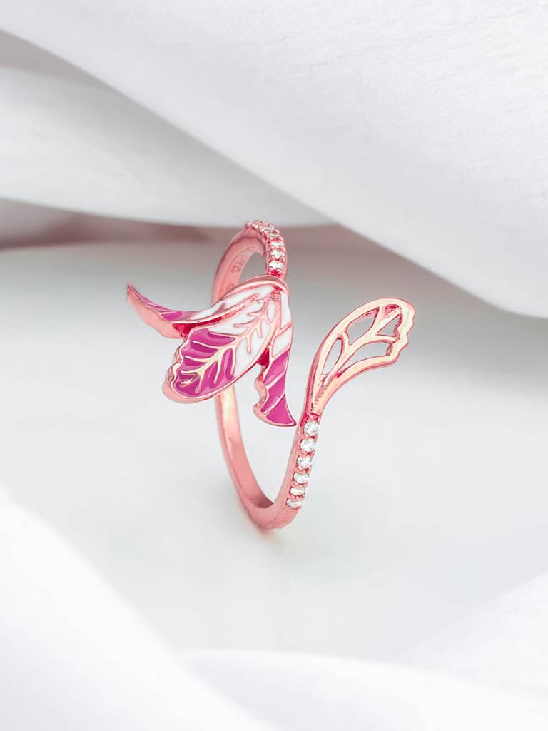 Giva 925 Sterling Silver Bhumi Rose Gold Shy Ebony Ring