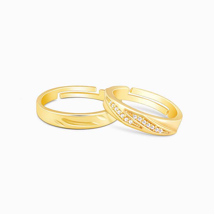 Giva 925 Sterling Silver Golden Vintage Couple Bands,Adjustable|Gift For Valentine | Gift  : R01589