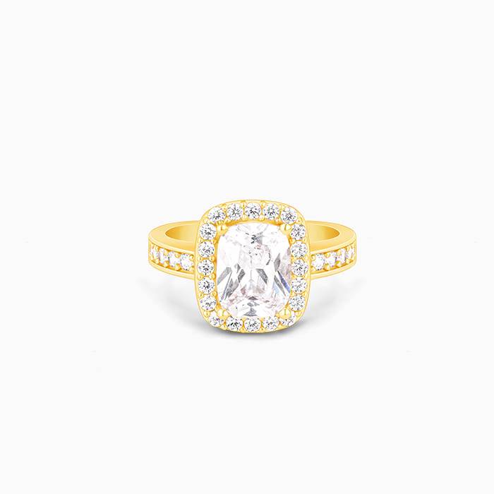 Giva 925 Sterling Silver Golden Solitaire Radiance Ring, Adjustable | Gifts For Women And  : R01590