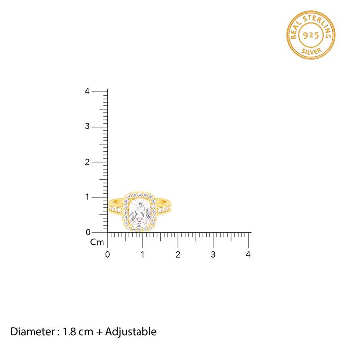 Giva 925 Sterling Silver Golden Solitaire Radiance Ring, Adjustable | Gifts For Women And  : R01590