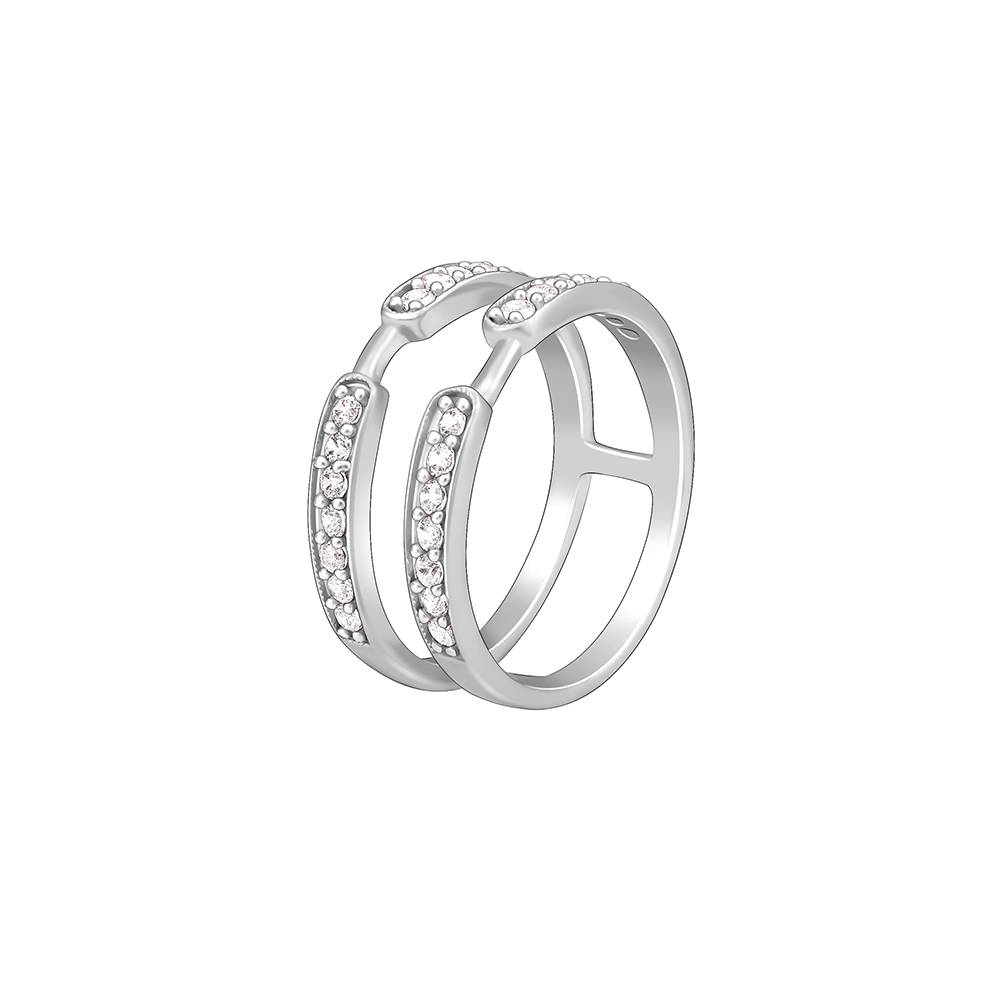Giva 925 Sterling Silver Dual Layer Zircon Ring ,Fixed Size,Indian - 12, Us - 6 : R01591