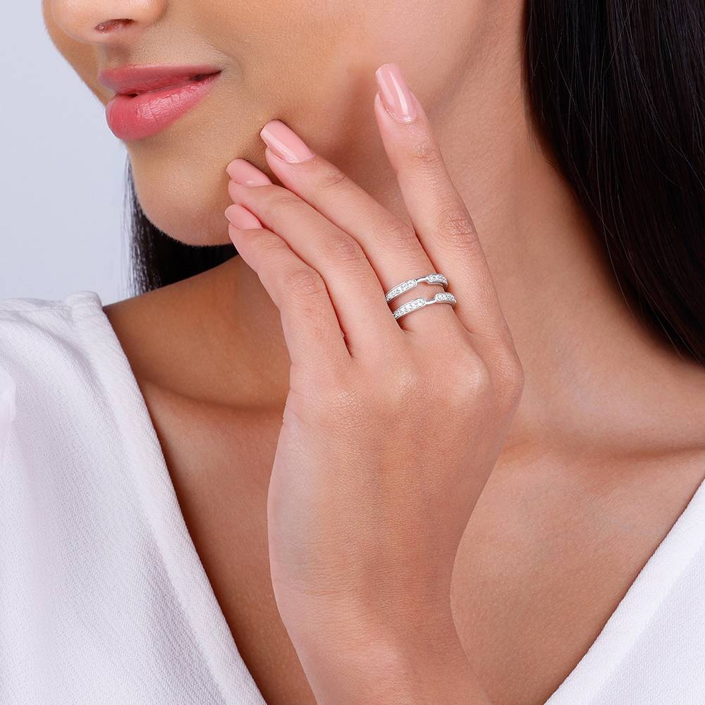 Giva 925 Sterling Silver Dual Layer Zircon Ring ,Fixed Size,Indian - 12, Us - 6 : R01591