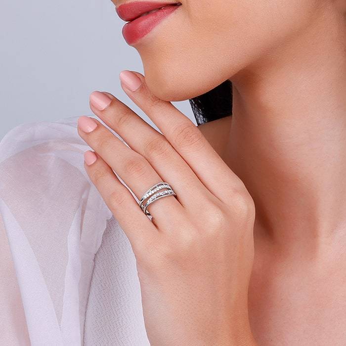 Giva 925 Sterling Promenade Faux Stack Ring,Fixed Size,Indian - 12| Gifts For Women And Gi : R01592