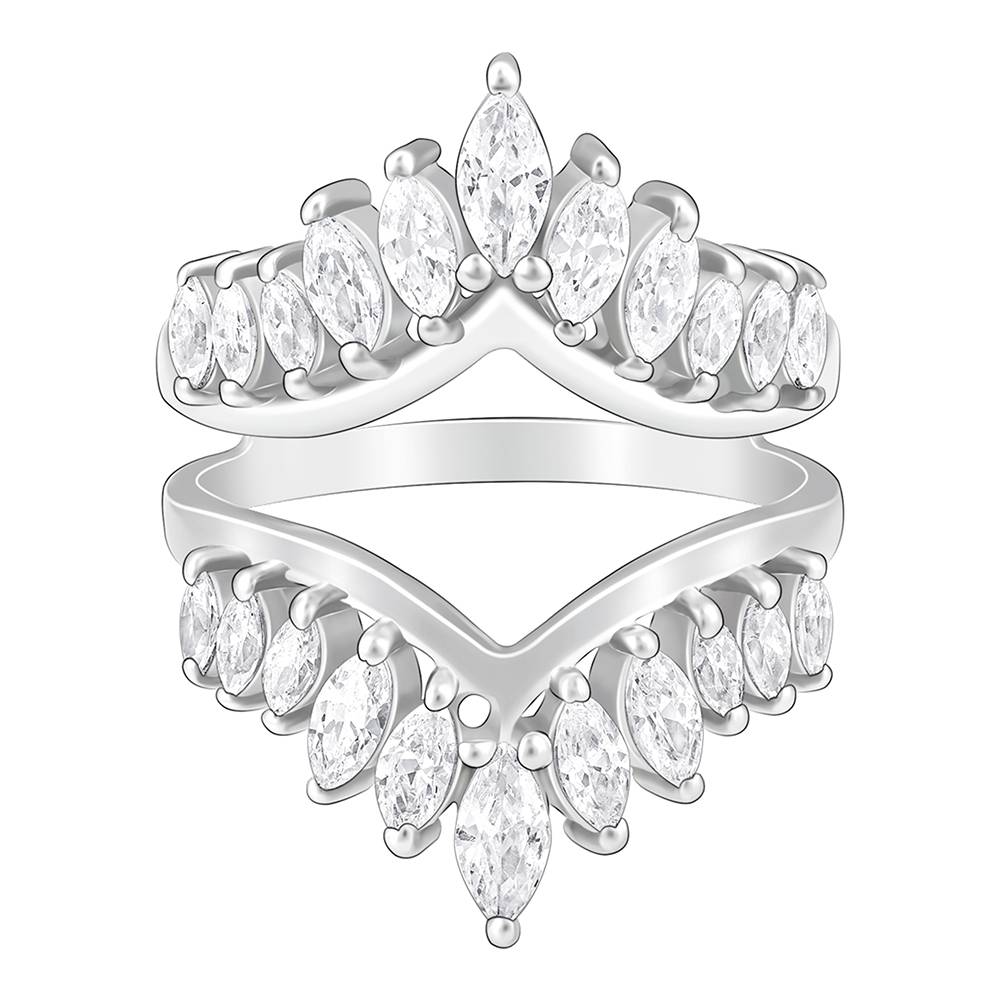 Giva 925 Sterling Silver Layered Zirconia Ring,Fixed Size,Indian - 12, Us - 6 : R01593