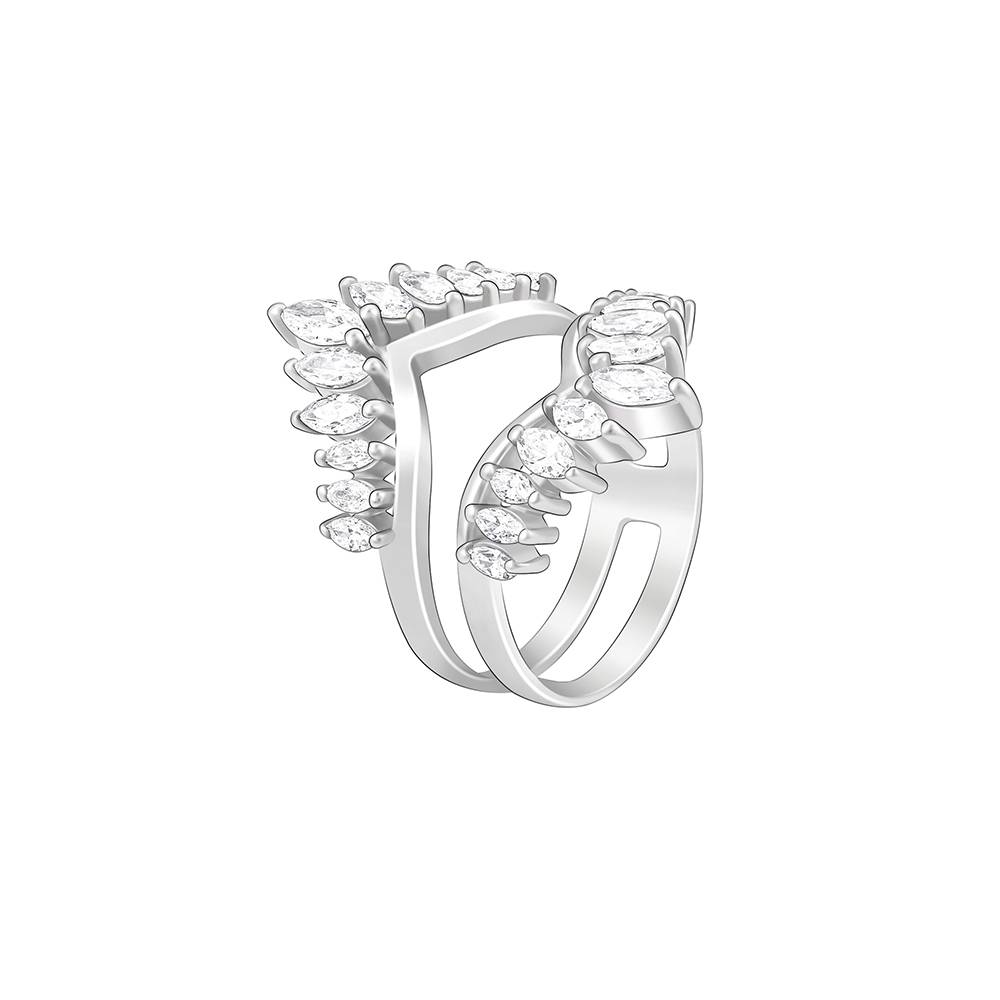 Giva 925 Sterling Silver Layered Zirconia Ring,Fixed Size,Indian - 12, Us - 6 : R01593