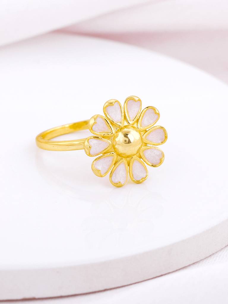 Giva 925 Sterling Silver Bhumi Golden Open Bramha Kamal Convertible Ring