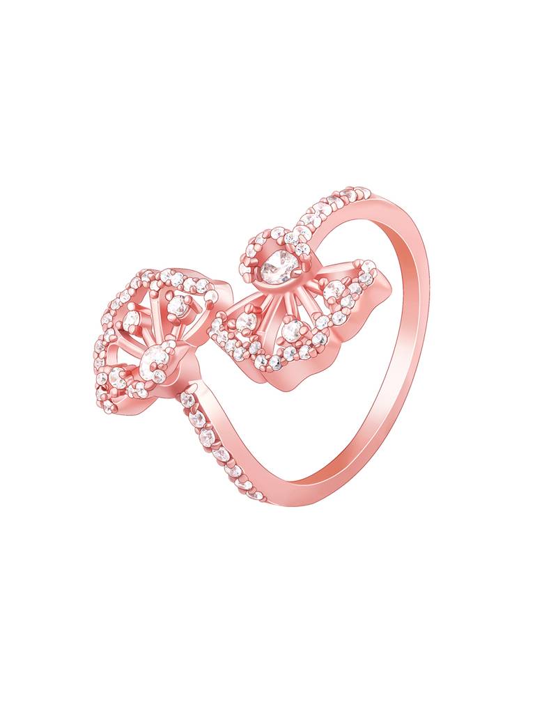 Giva 925 Sterling Silver Bhumi Rose Gold Crowning Eyebright Open Ring