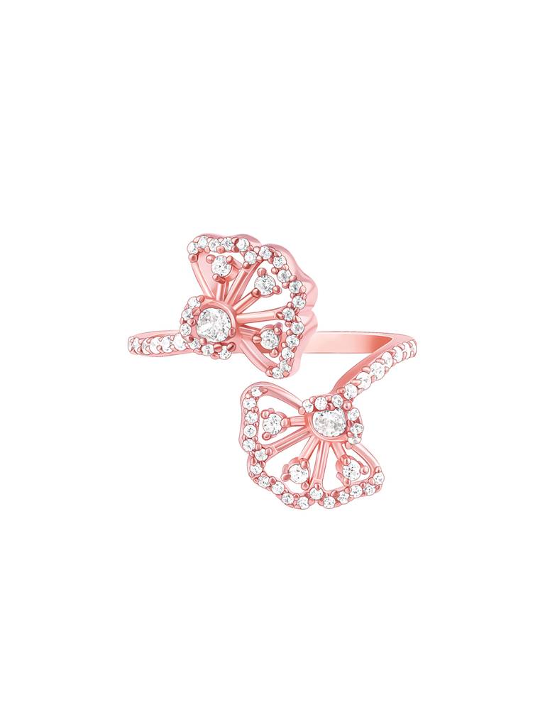 Giva 925 Sterling Silver Bhumi Rose Gold Crowning Eyebright Open Ring