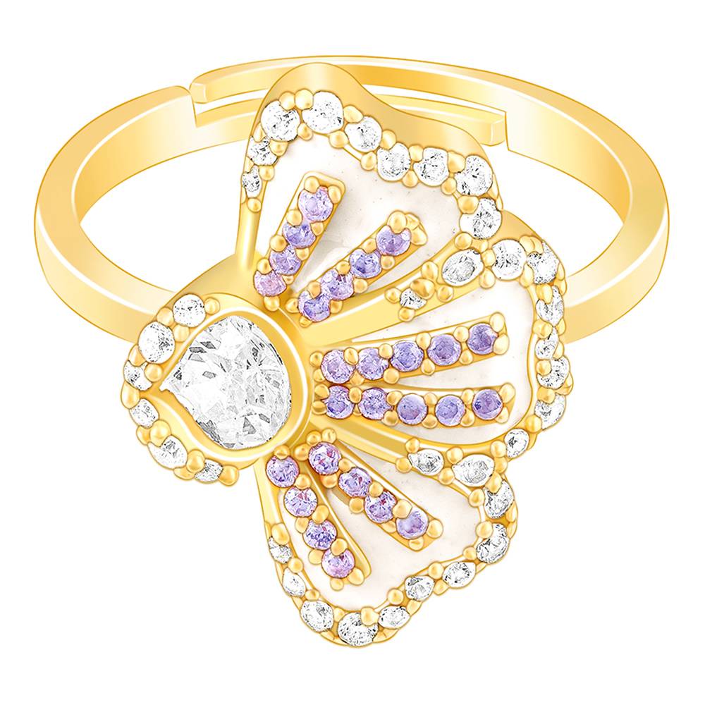 Giva 925 Sterling Silver Bhumi Golden Crowning Eyebright Ring, Adjustable : R01596