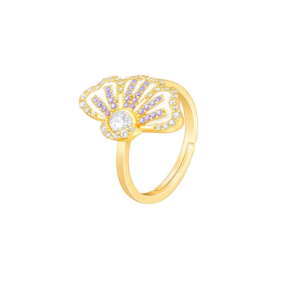 Giva 925 Sterling Silver Bhumi Golden Crowning Eyebright Ring, Adjustable : R01596